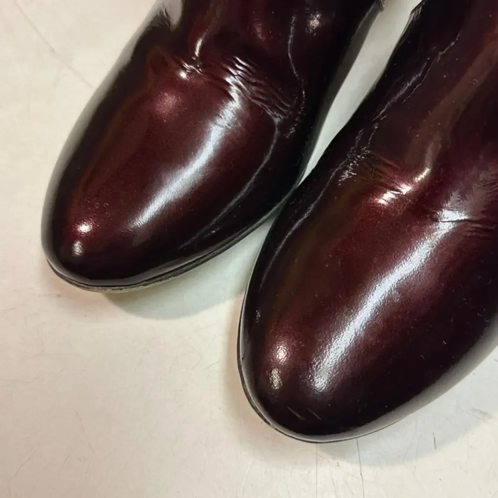 WORN TWICE Aquatalia Women's Burgundy Patent Leather Boots Heels Size Zip 10 M